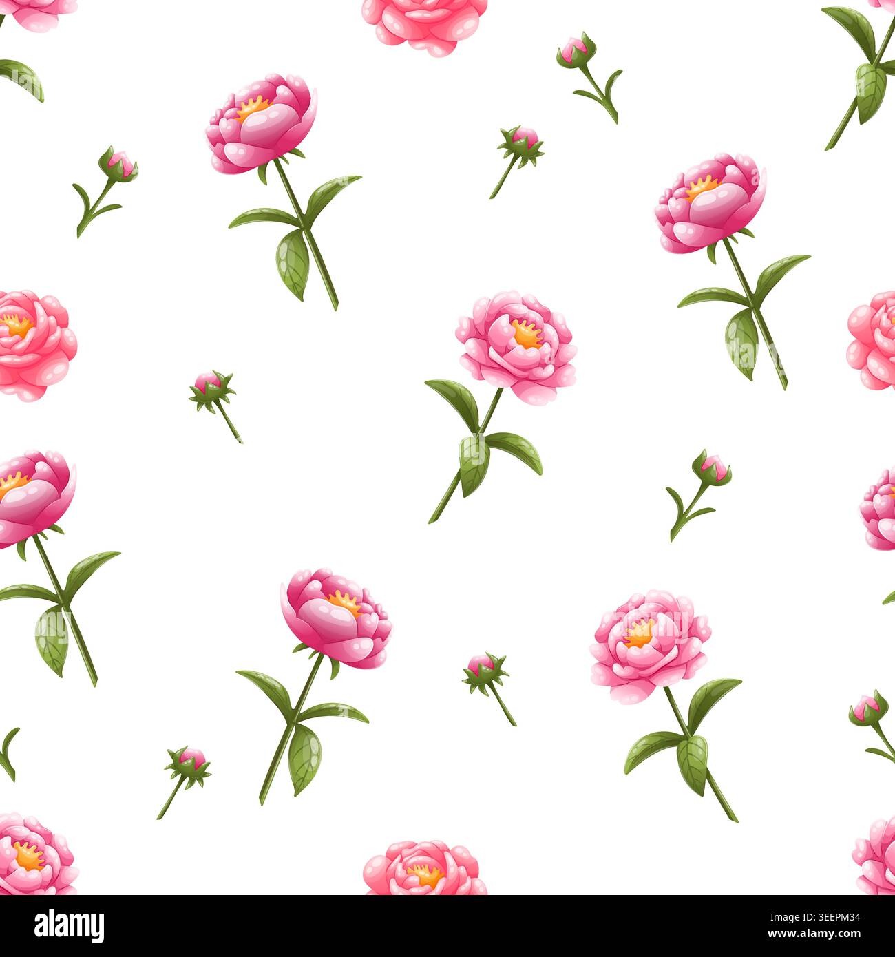 Seamless spring pattern with pink peonies Stock Vector