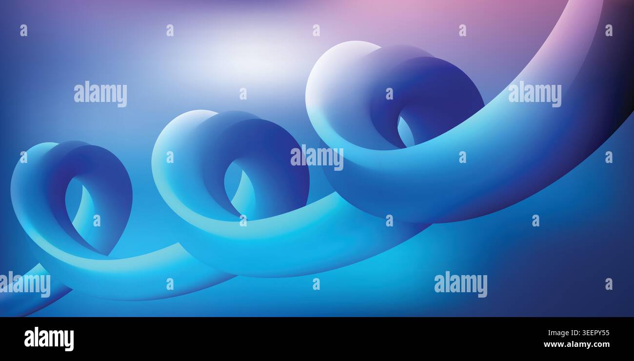 Blue three dimensional spiral wave fluid gradient abstract background smooth modern digital graphic web design template Stock Vector