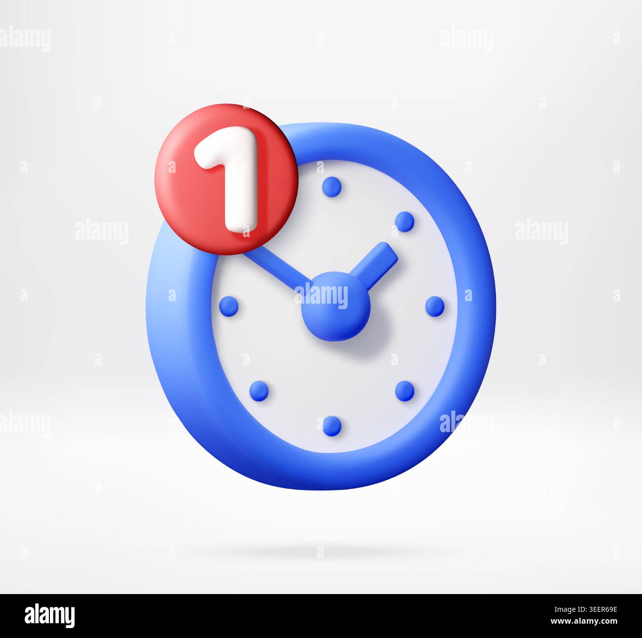 3d clock with notification badge Stock Vector