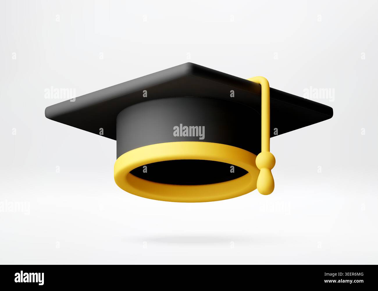 3D Graduation cap with tassel isolated on white Stock Vector