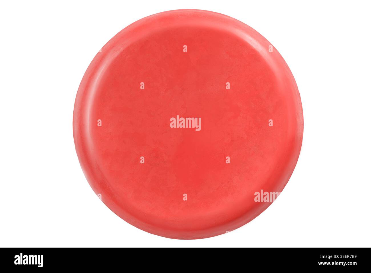 Red ceramic plate isolated on white background Stock Photo