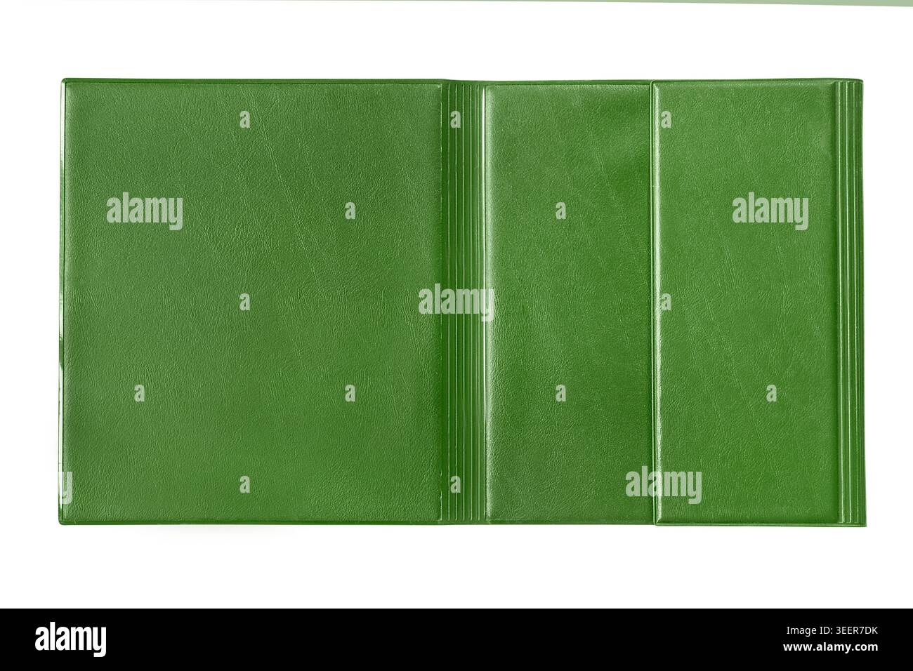 Green leatherette empty document folder isolated on white background Stock Photo