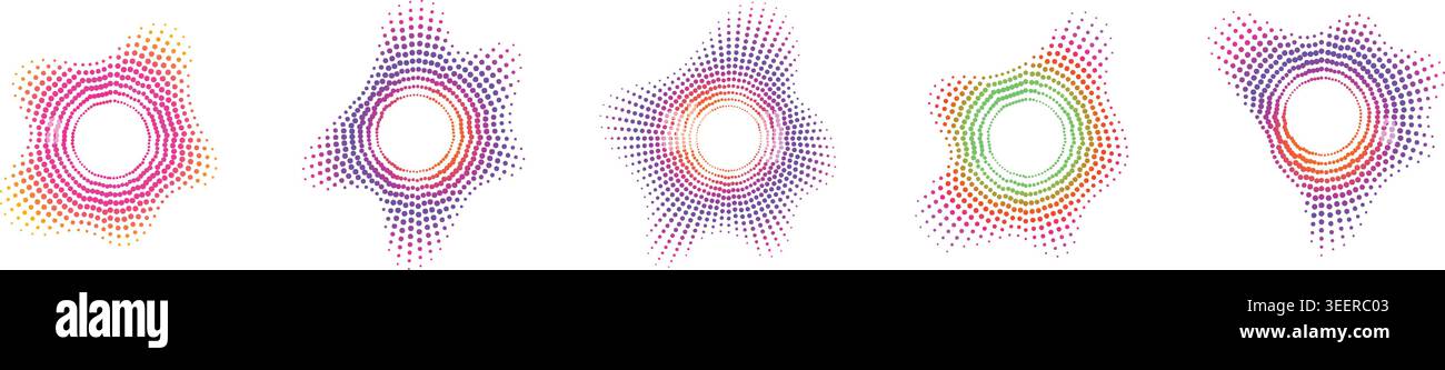 Abstract glowing sound equalizer audio wave set colorful music visualizer frequency spectrum digital graphic element bundle Stock Vector