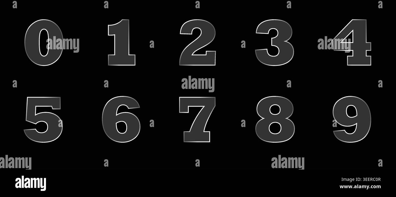 Liquid glass dark ui numbers set transparent glassmorphism numeric ...