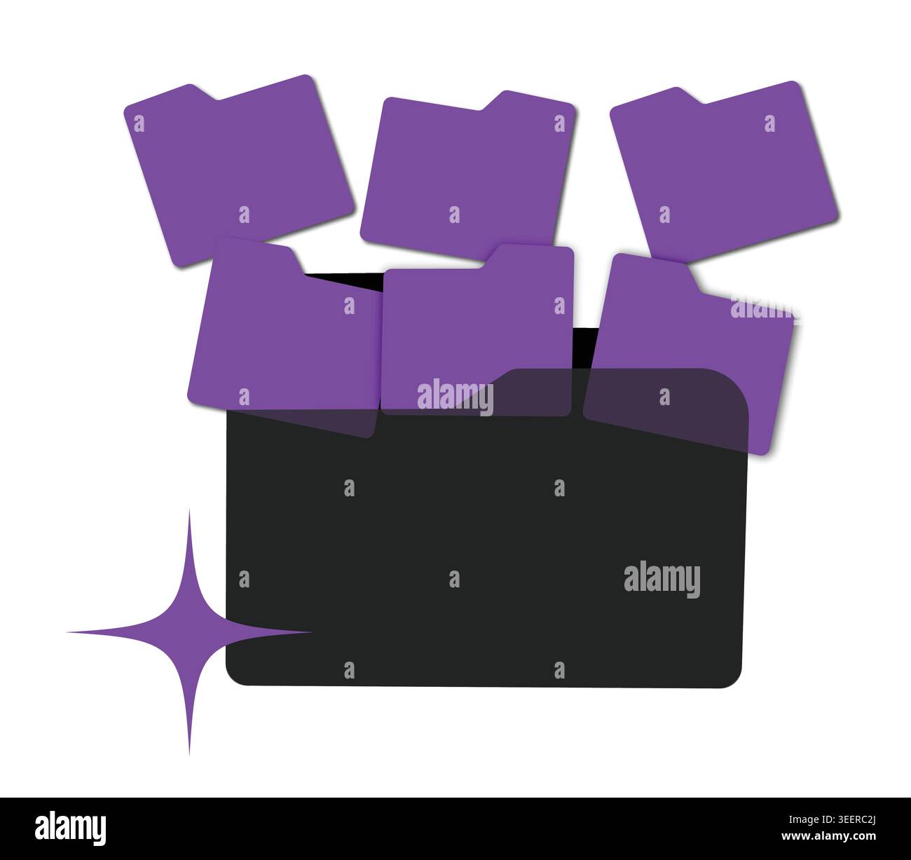 Modern purple document folder management icon set files organization storage digital data archive directory vector bundle Stock Vector