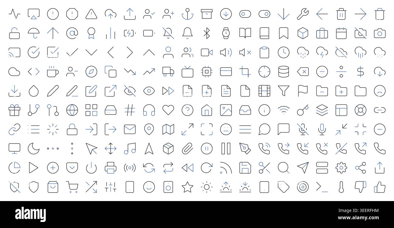 User Interface Editable Line Icons Mega Set Vector Illustration. Stock Vector
