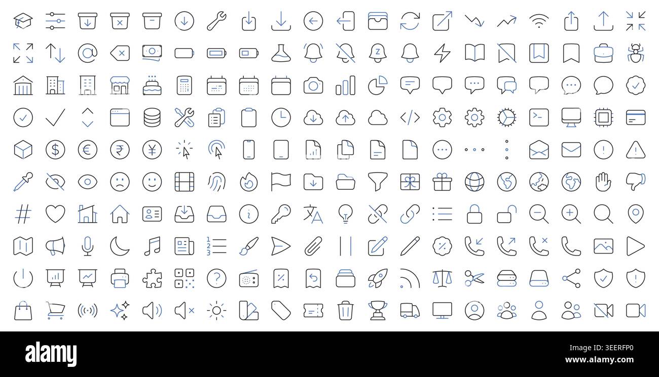 Modern User Interface Editable Line Icons Collection Vector Illustration. Stock Vector