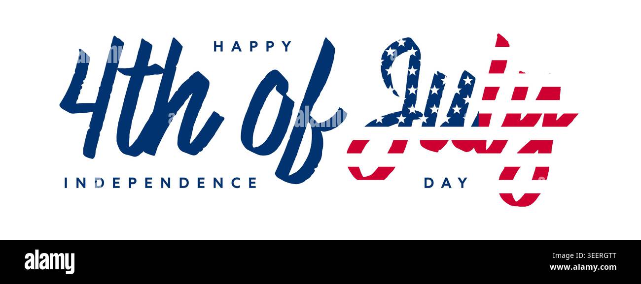 4th of July text isolated, hand lettering calligraphy logo Stock Vector ...
