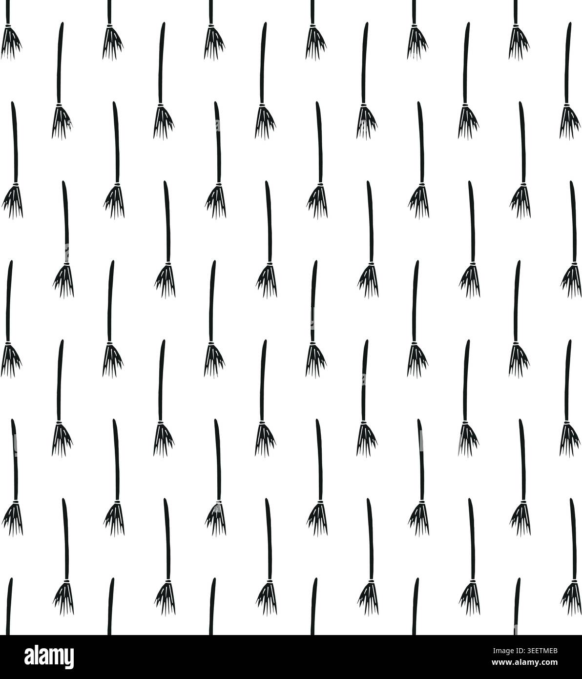 Vector seamless pattern of hand draw colored broom Stock Vector