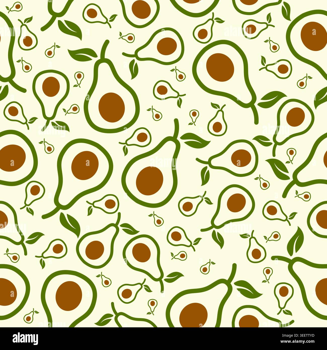 Avocado Seamless Pattern Design. Avocado Fruits Background Vector Illustration Stock Vector
