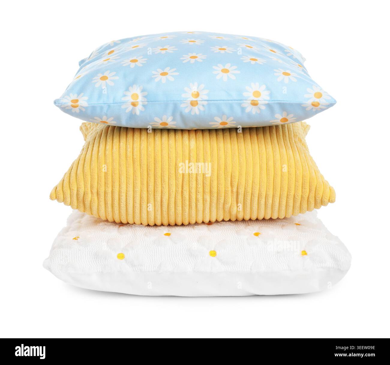 Stack of color cushions isolated on white Stock Photo