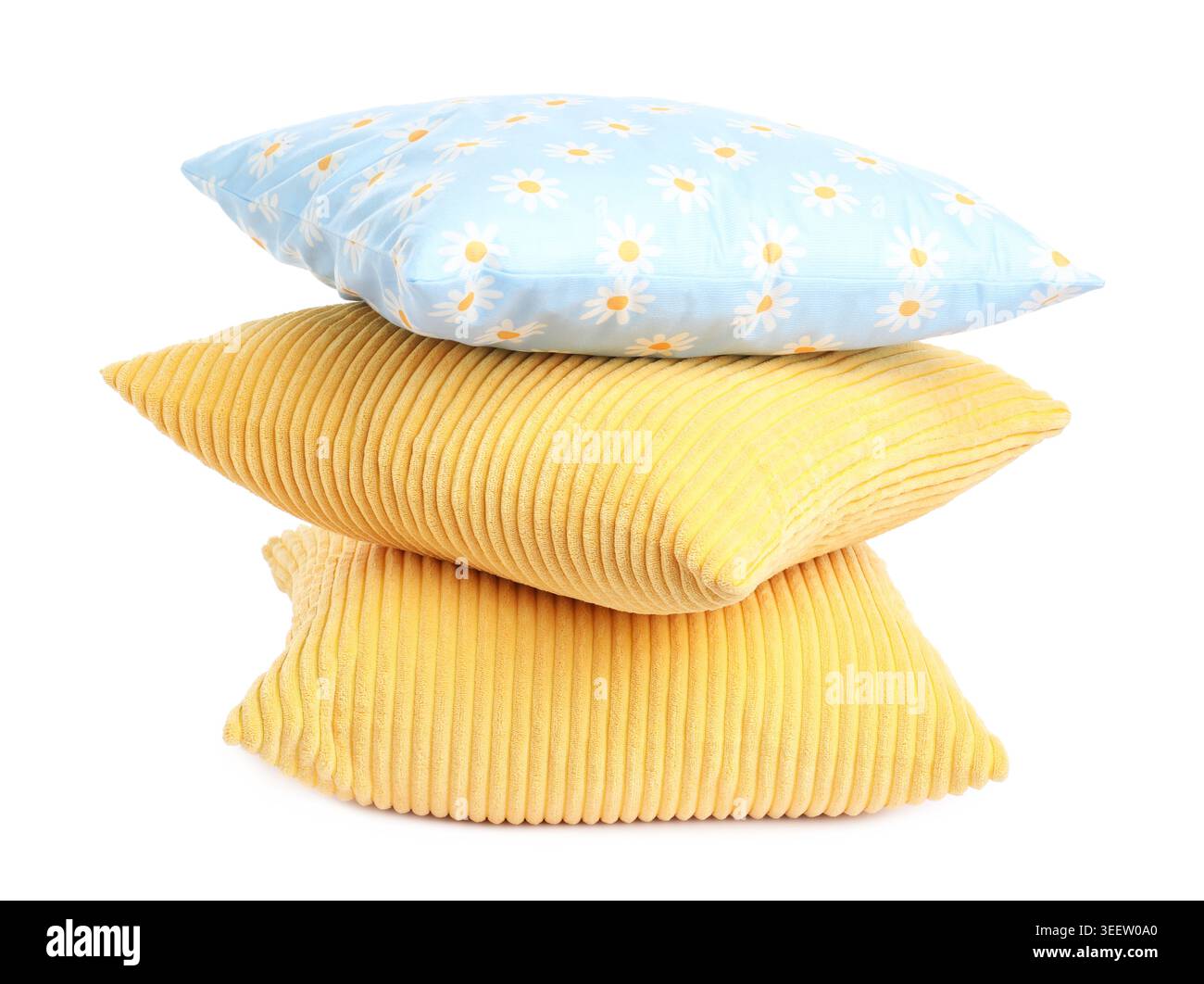 Stack of color cushions isolated on white Stock Photo