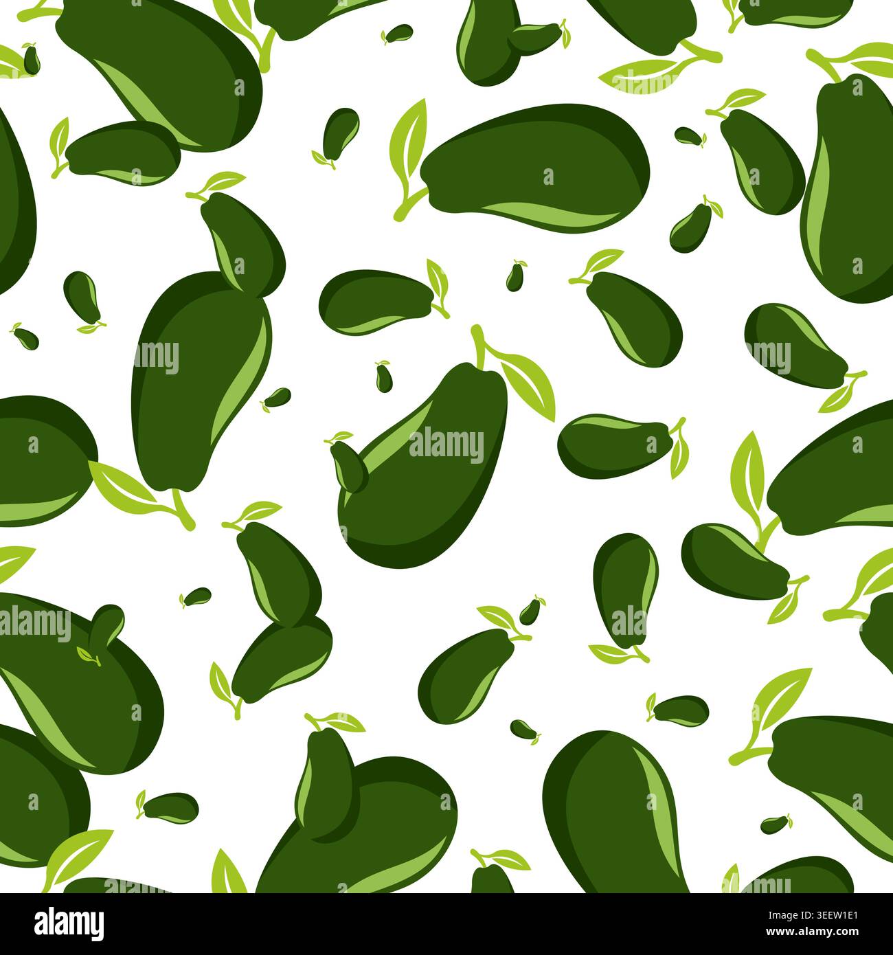 Avocado vector seamless pattern. Vector flat drawings on white background. Best for textile, wallpapers. Stock Vector