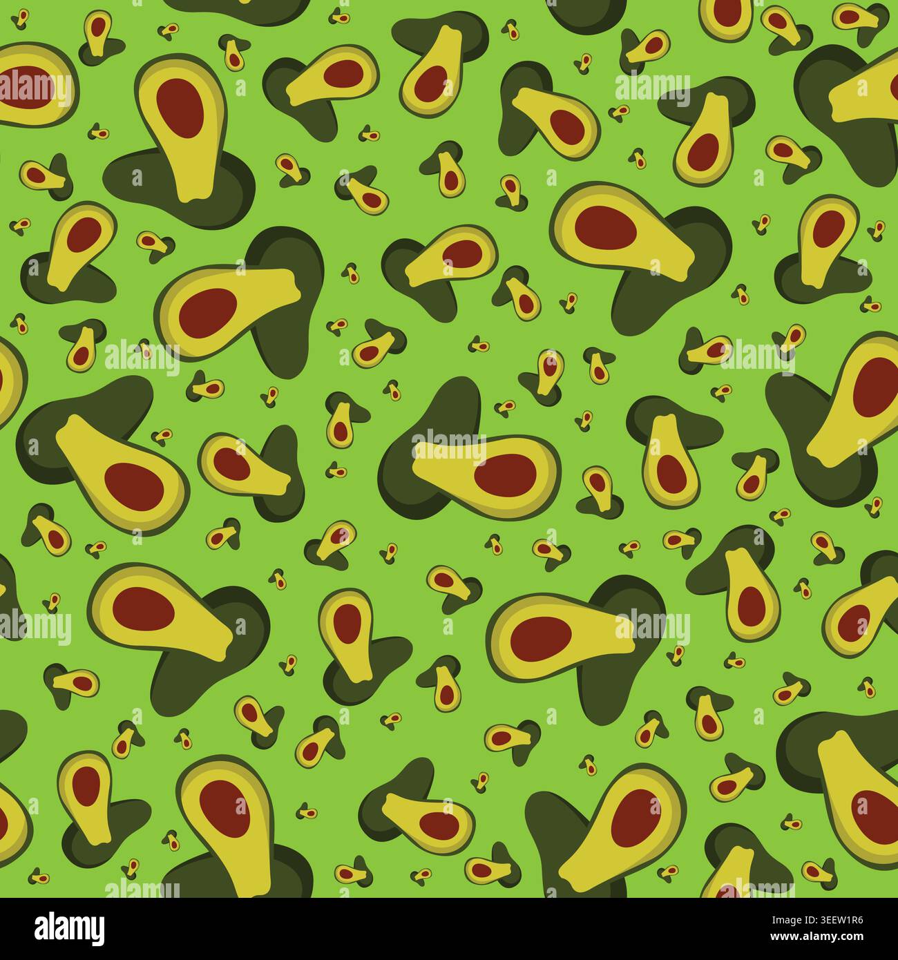 Avocado Seamless Background. Avocado Fruits Pattern Vector Stock Vector