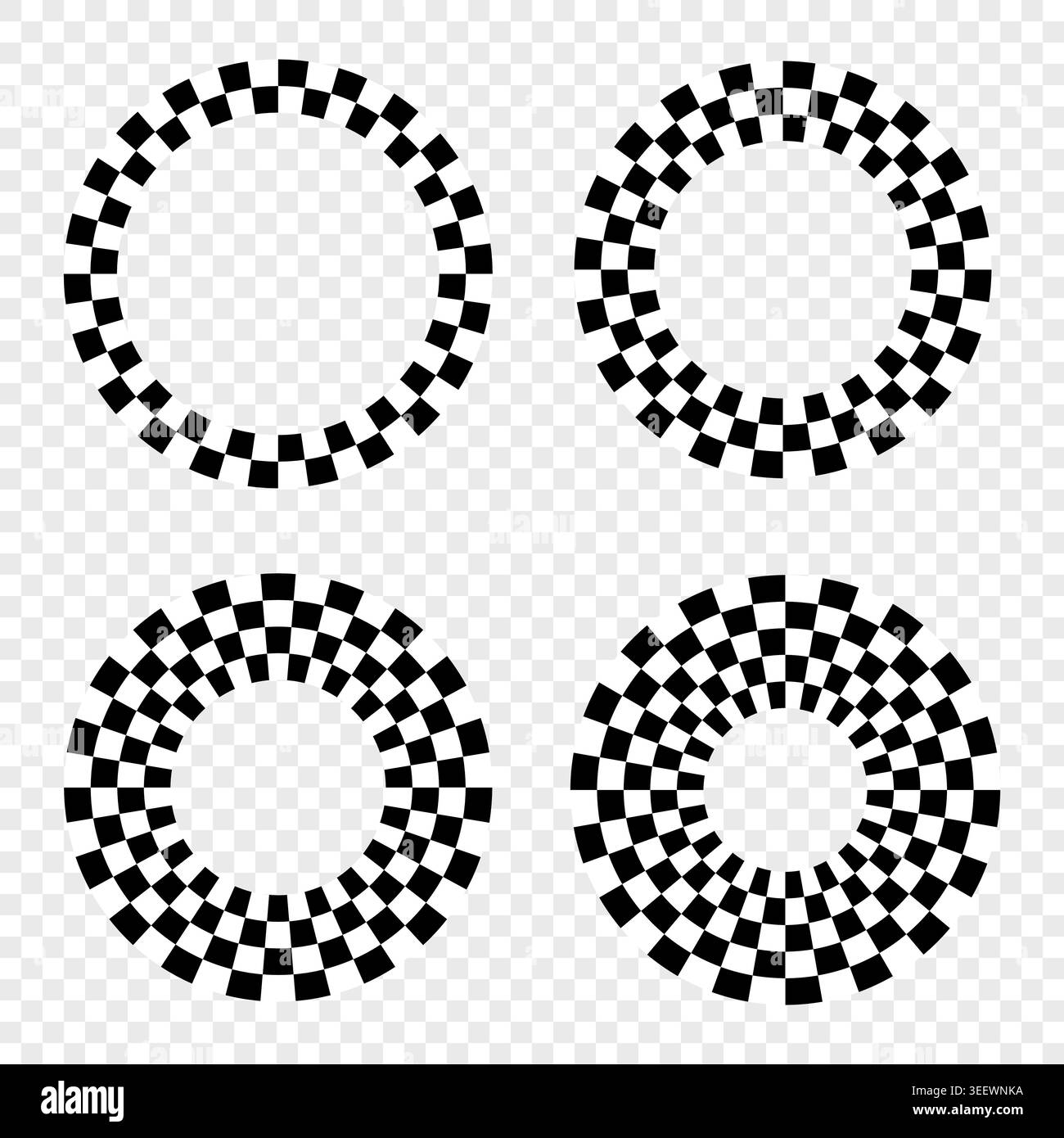 Round checkered frames with racing pattern Stock Vector