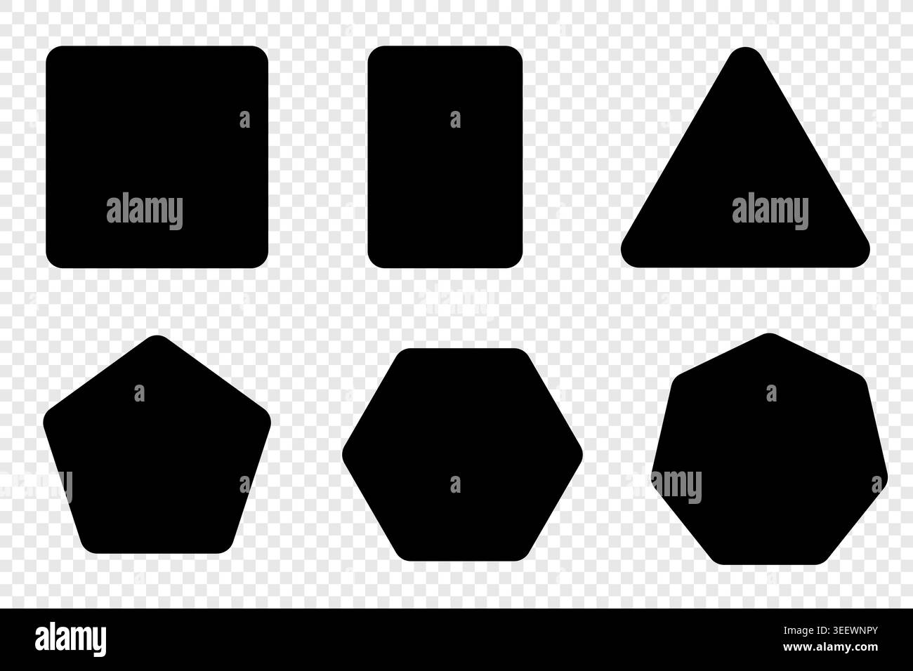 Vector black geometric figures with rounded corners Stock Vector