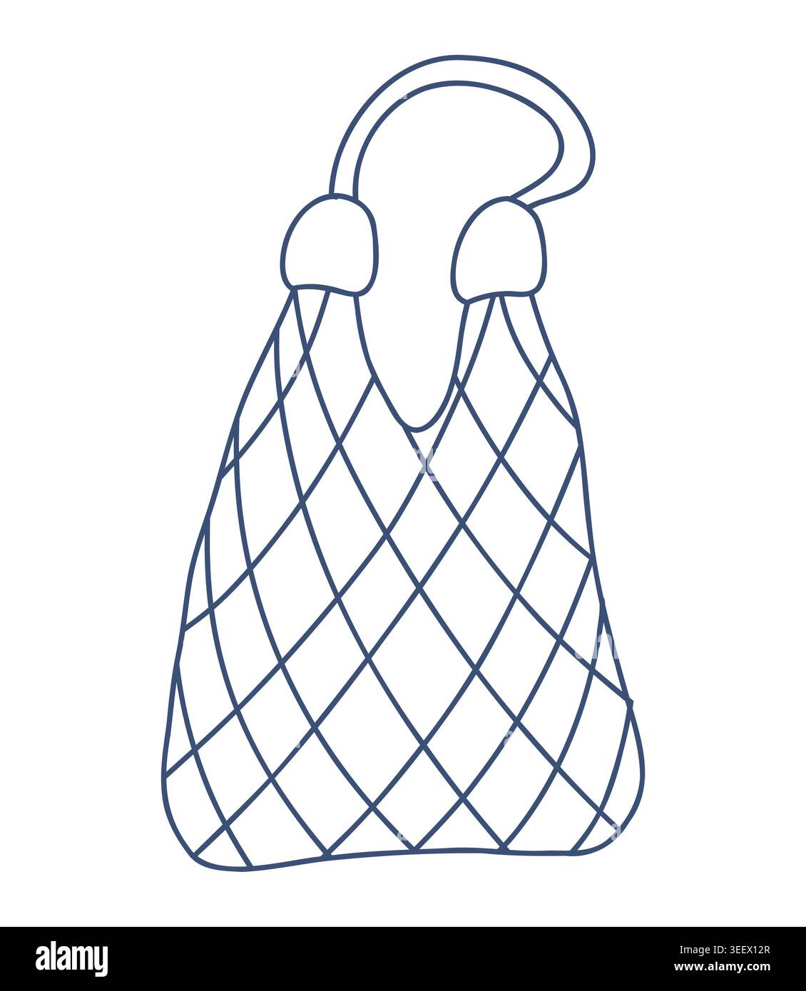 Eco friendly macrame string bag vector line art Stock Vector