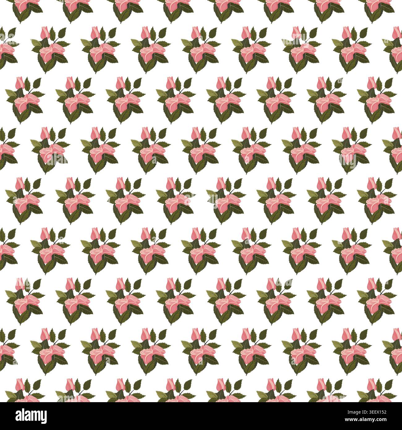 Composition of pink roses. Seamless pattern. Vector illustration. Stock Vector