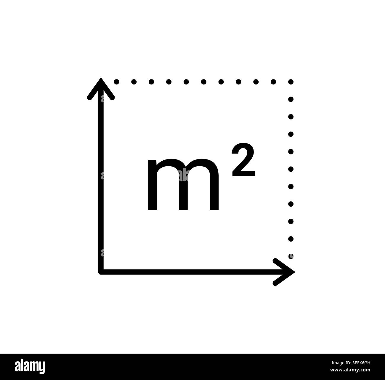 Square meter area measurement icon. M2 depth height room square number ...