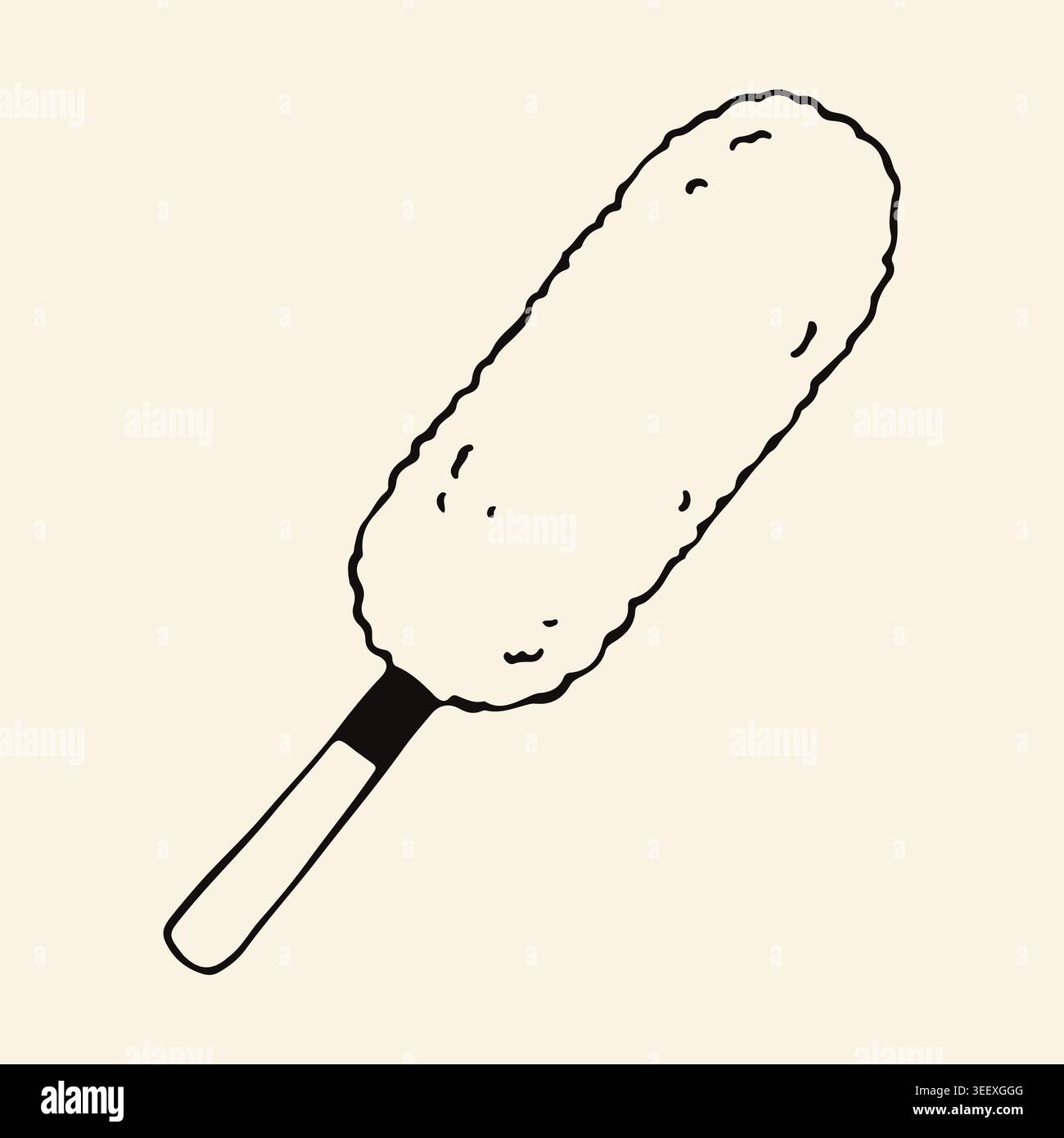 Hand drawn vector illustration of a fluffy duster for home cleaning and maintenance. Minimalist household accessory icon in a simple line art style Stock Vector