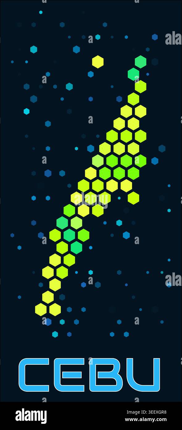 Cebu hexagon dots map. Philippines. Digital style shape of the island ...