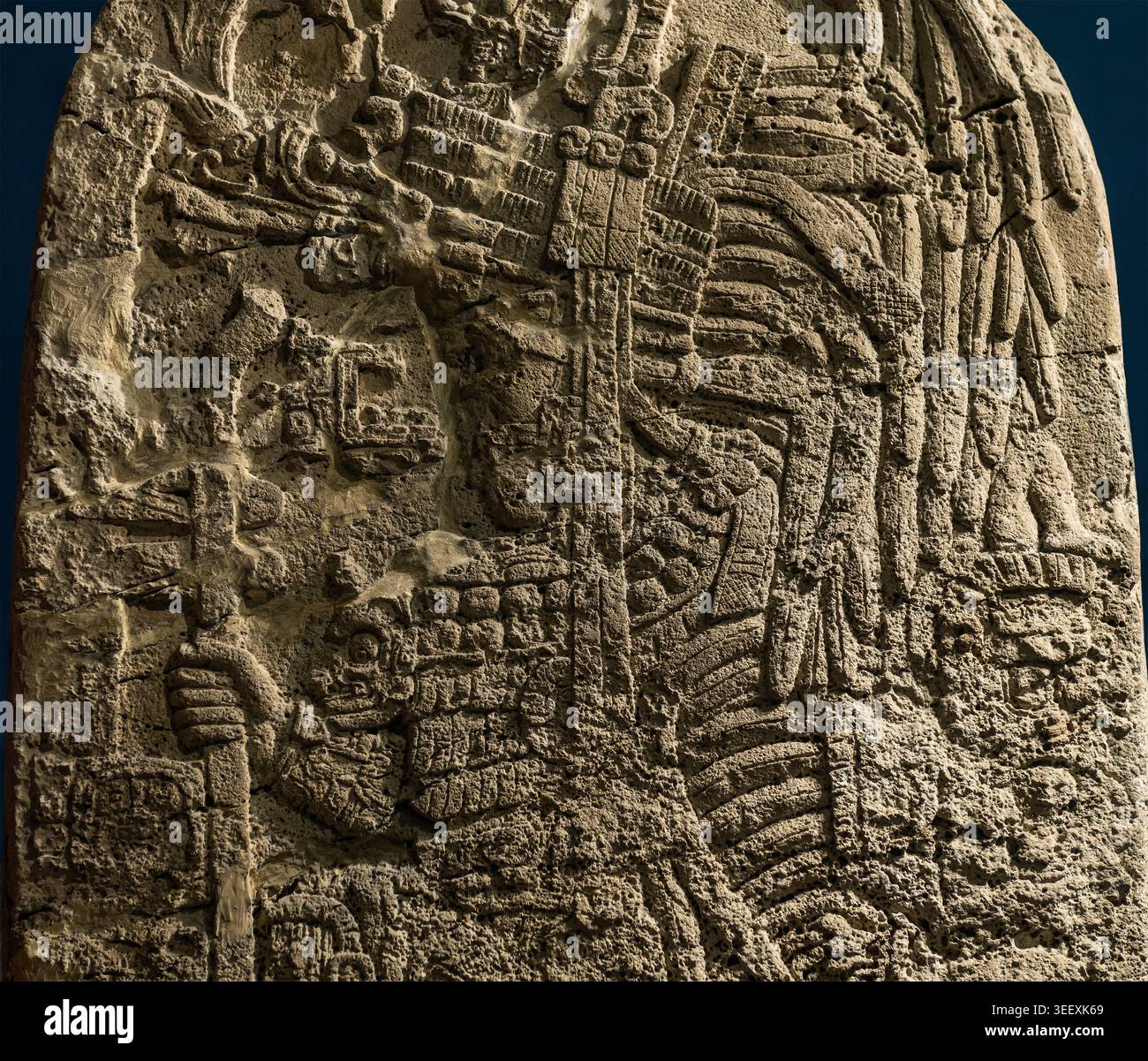 Stela 20 with portrait of a ruler king of Tikal, Guatemala Stock Photo ...