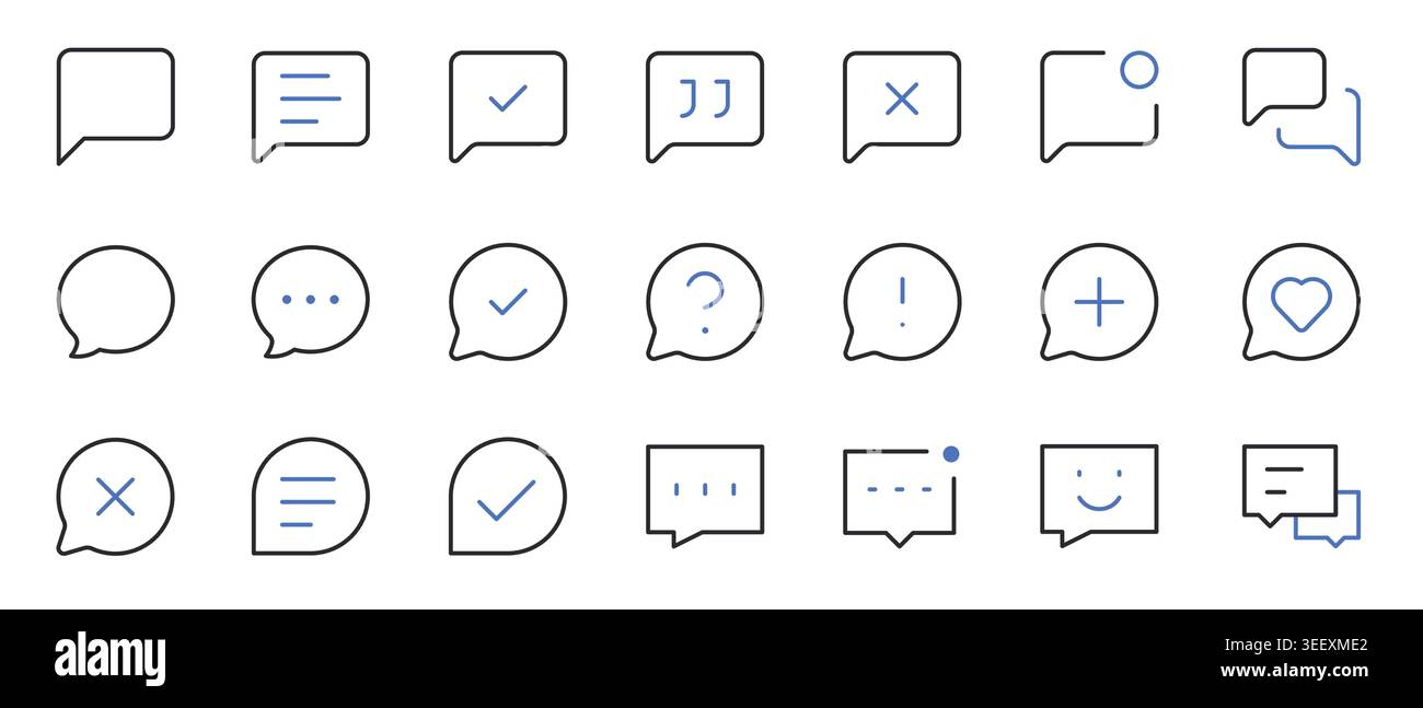 Chat & Messaging Icons Set Line Editable Stroke Vector. Stock Vector
