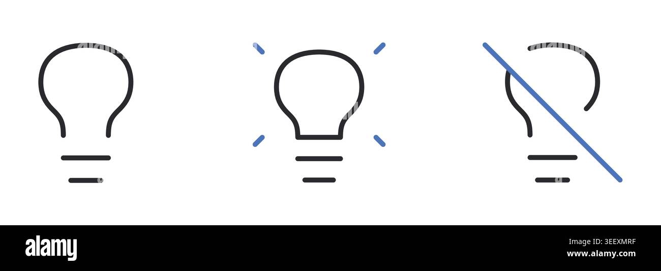 Light Bulb Idea Icons Set Line Editable Stroke Vector. Stock Vector
