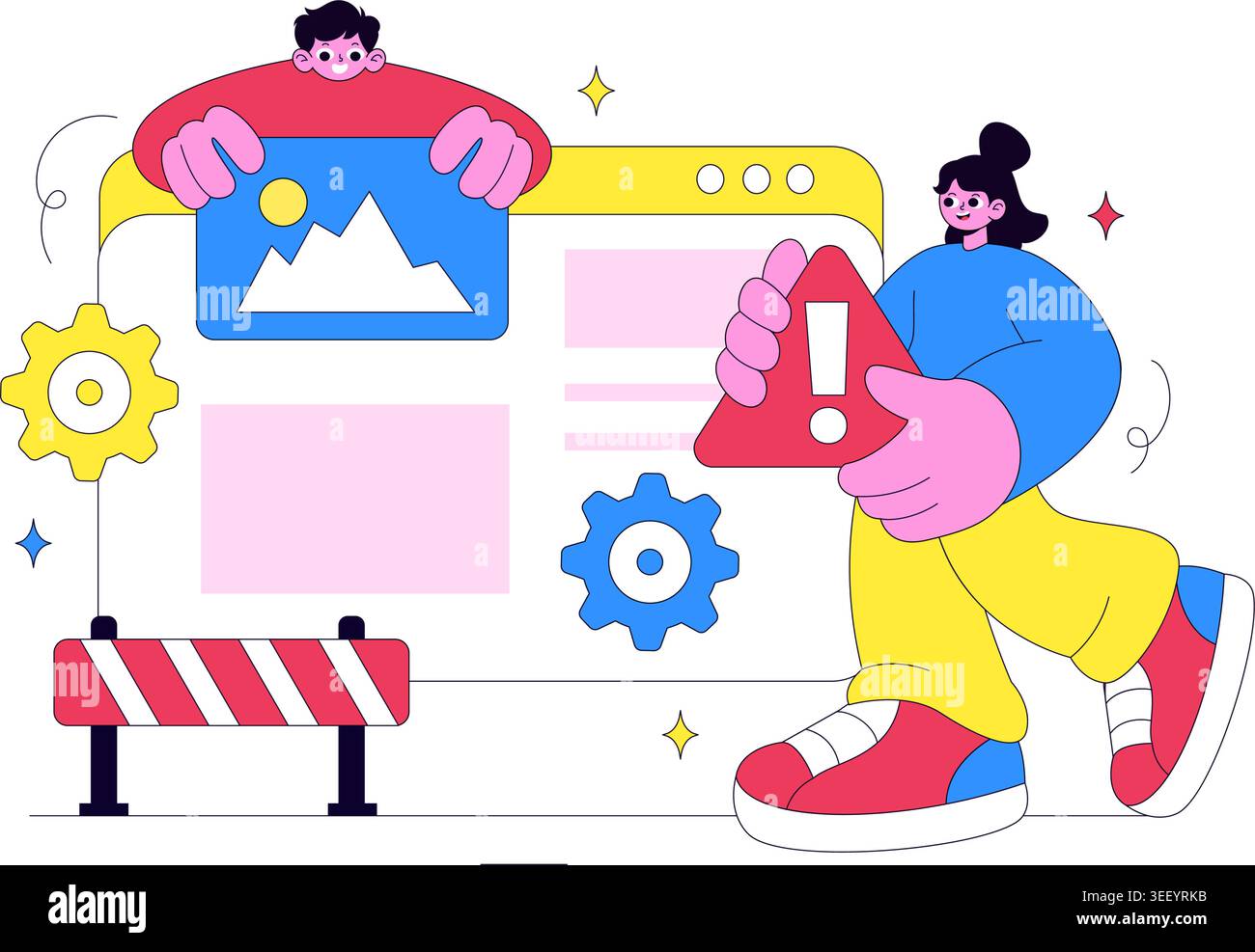 Website Maintenance Vector Illustration Featuring Web Development, System Update, Technical Support and Website Repair Design Stock Vector