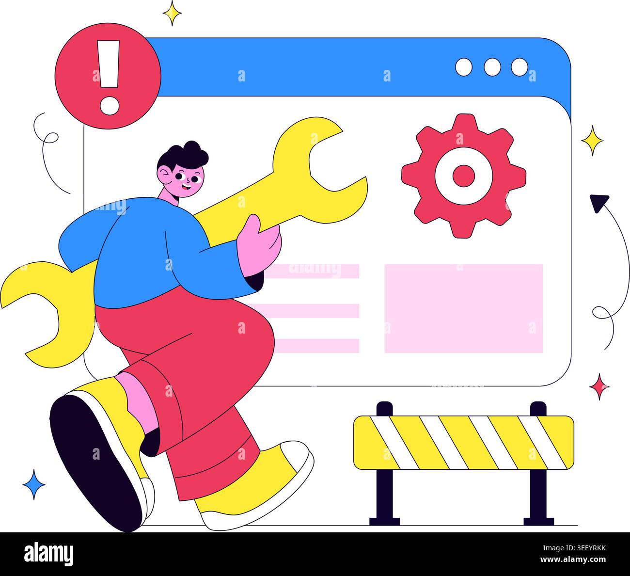 Website Maintenance Vector Illustration Featuring Web Development, System Update, Technical Support and Website Repair Design Stock Vector