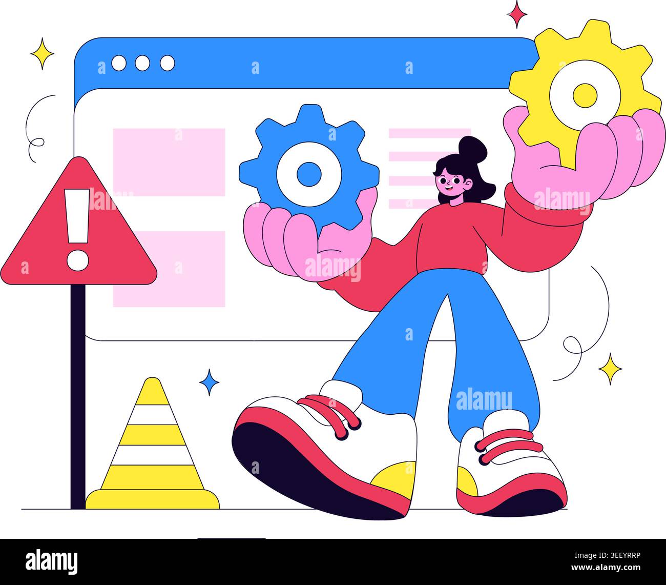 Website Maintenance Vector Illustration Featuring Web Development, System Update, Technical Support and Website Repair Design Stock Vector