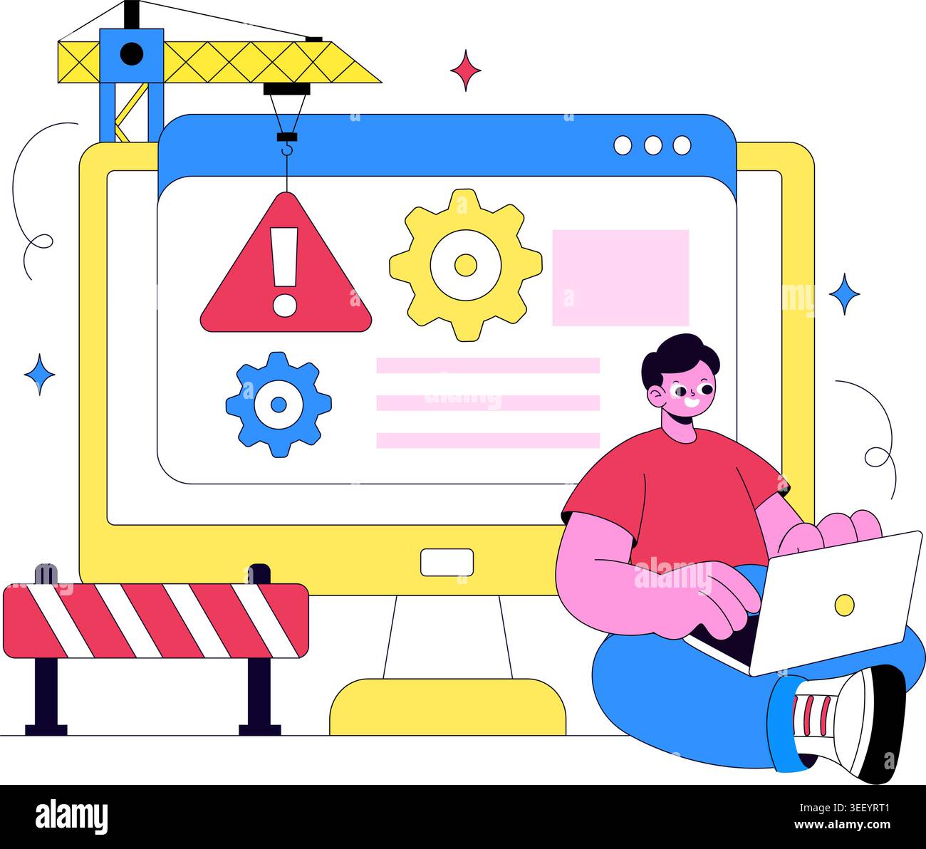 Website Maintenance Vector Illustration Featuring Web Development, System Update, Technical Support and Website Repair Design Stock Vector