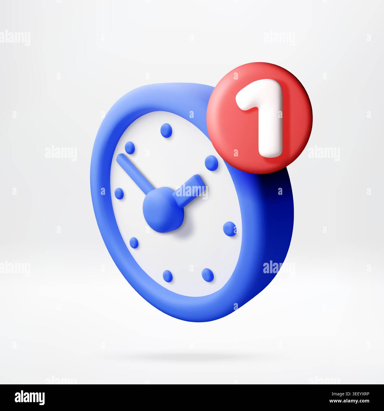3D Blue clock with red notification badge Stock Vector
