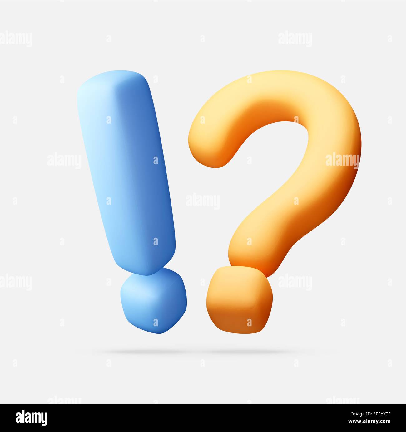 Exclamation mark and question mark 3D icons Stock Vector