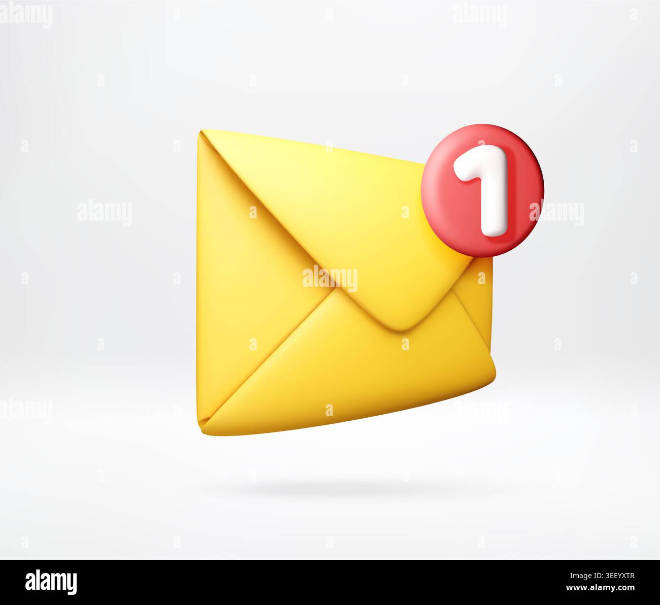 3D Yellow envelope with red notification badge Stock Vector