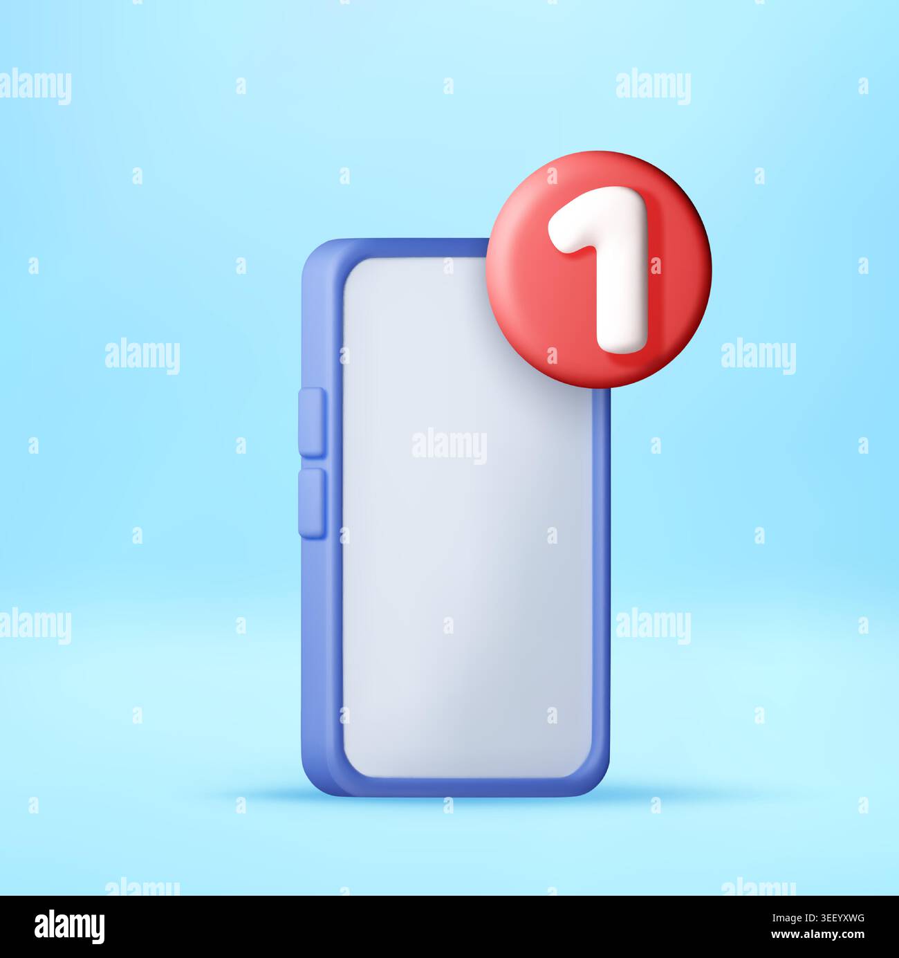 3D Smartphone with red notification bubble Stock Vector