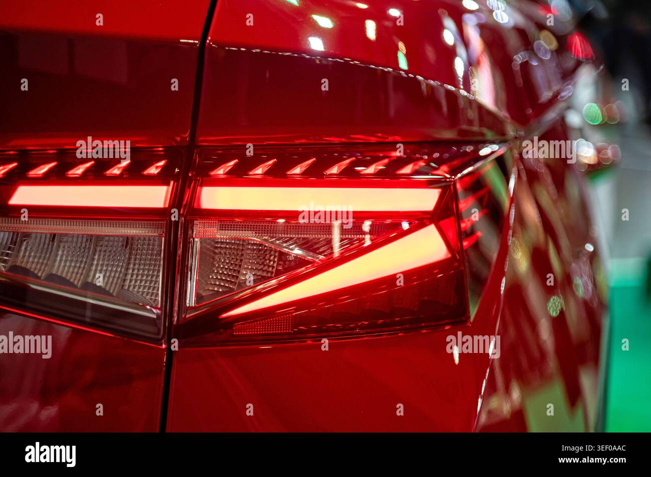 Riga, Latvia - April 24, 2026: Skoda Elroq showcases rear light design ...