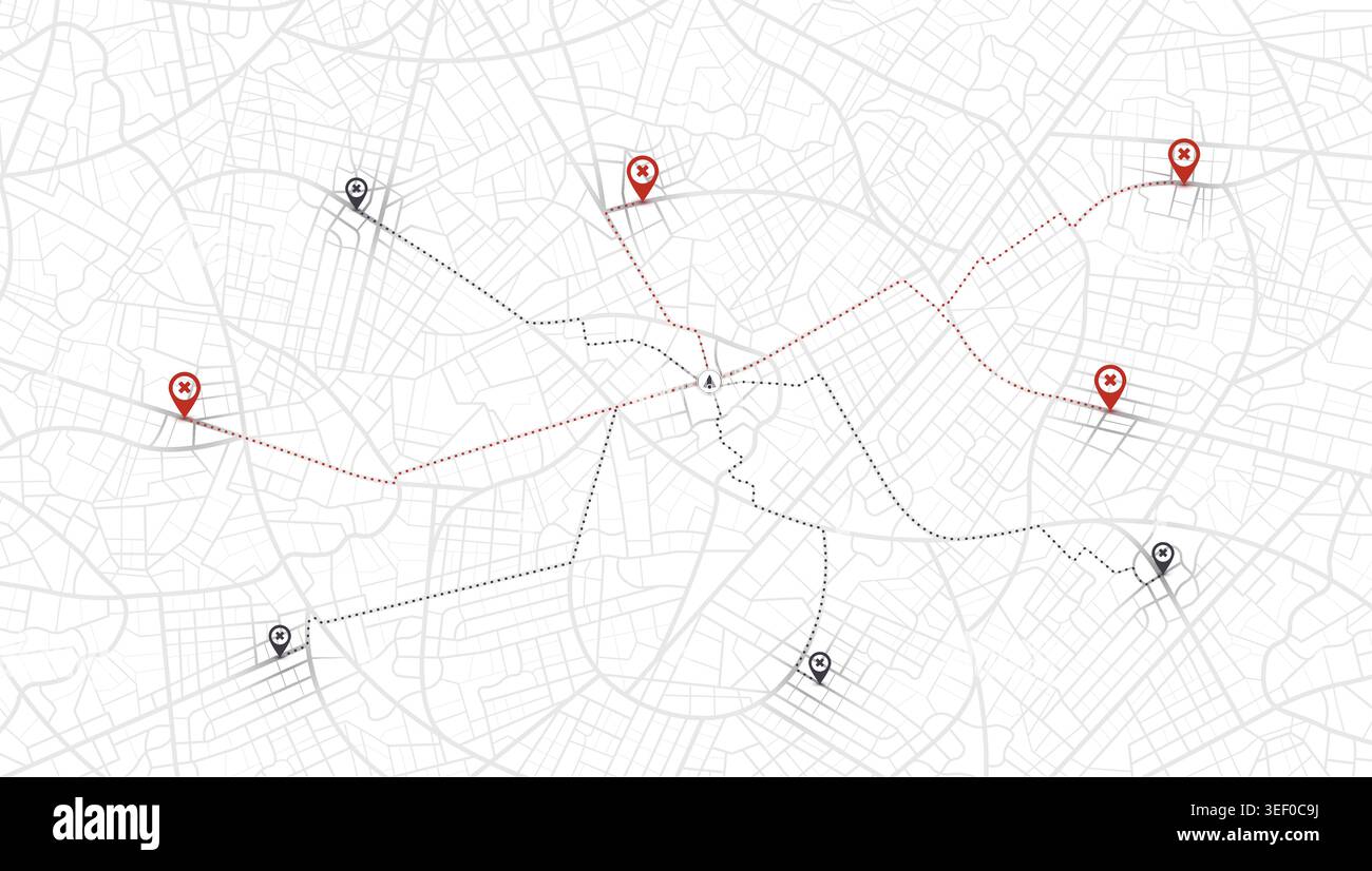 System failure to pin location. Disrupted navigation interface. Lost connection. Map navigation malfunction. Vector illustration on white background Stock Vector