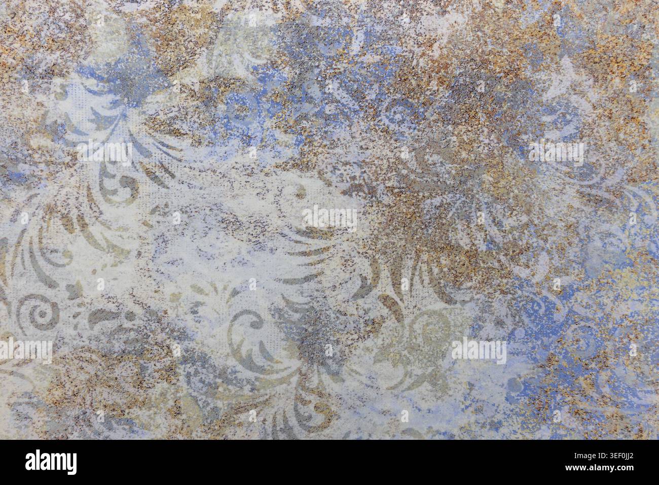Abstract weathered ceramic tile background in earthy and blue tones Stock Photo