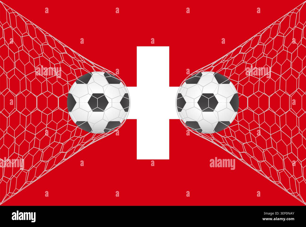 Flag of Switzerland with Soccer Ball. Football Championship Concept. Vector Illustration. Stock Vector