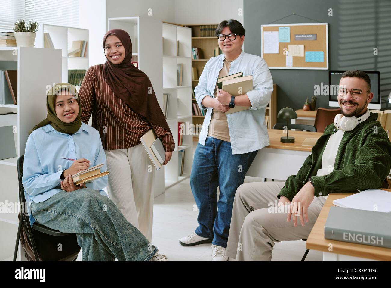 Portrait of Diverse Students Studying in Language Support Program Stock Photo