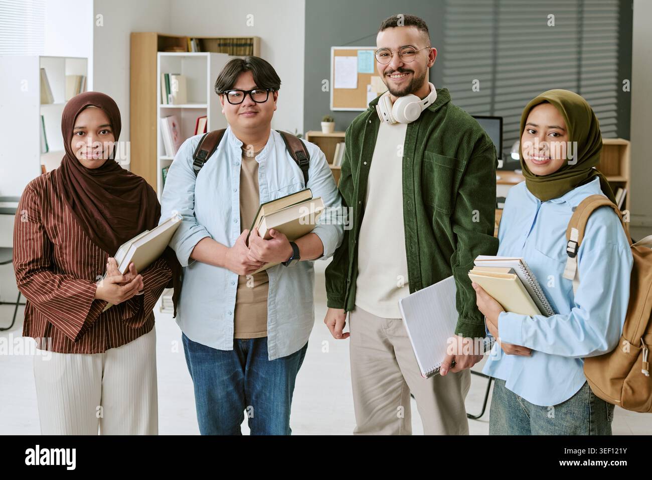 Portrait of Diverse College Students Posing for Education Campaign Stock Photo