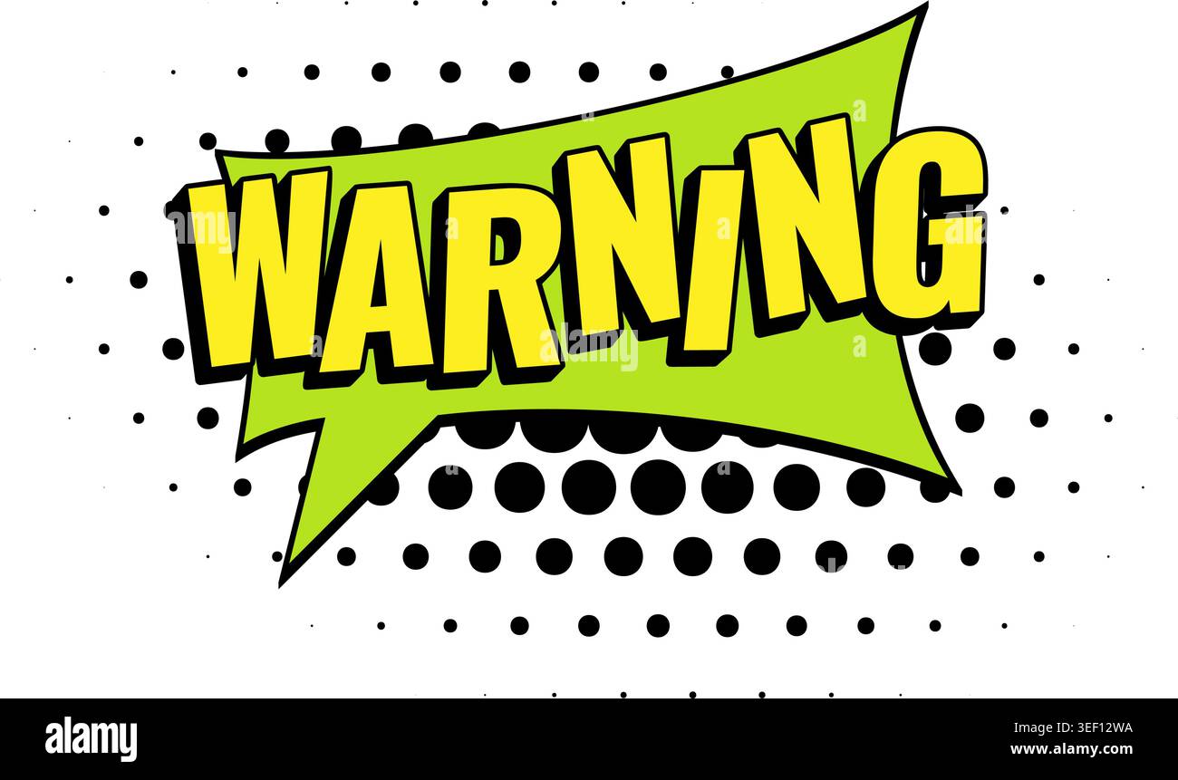 WARNING Comic Book Pop Art Arrow Banner Graphic Stock Vector