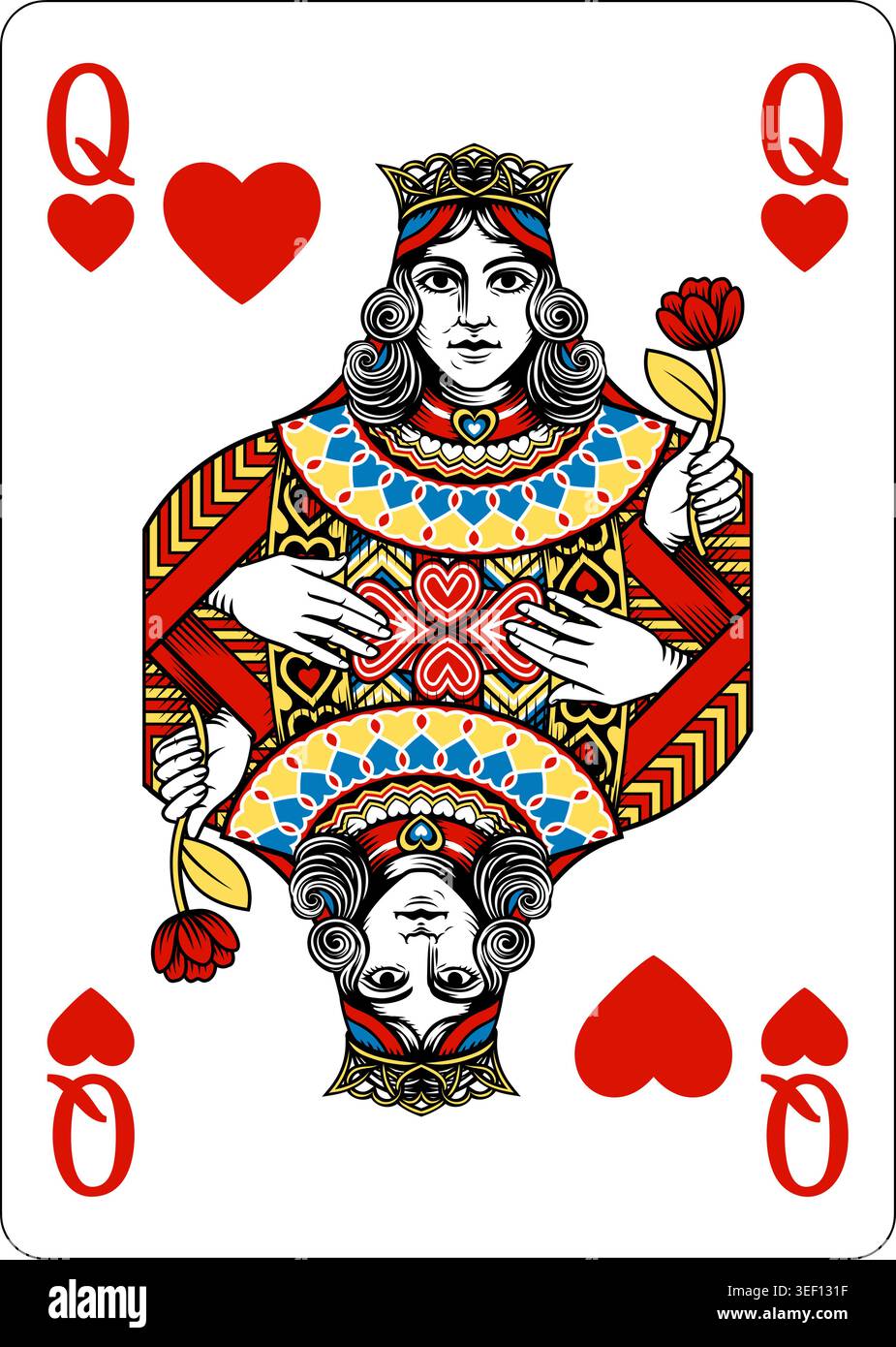 Queen of Hearts Design from Deck of Playing Cards Stock Vector