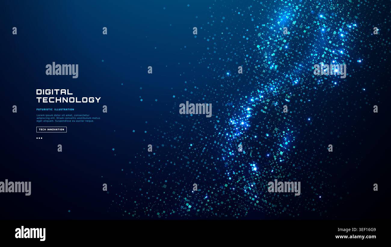 Abstract blue helix pattern with flowing digital waves. Stock Vector