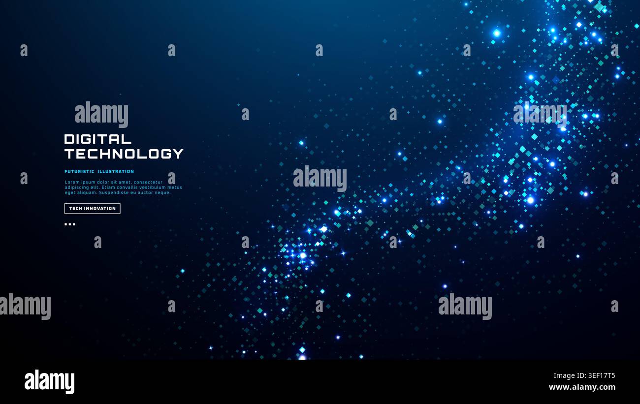 Futuristic blue tech background with abstract digital texture Stock Vector