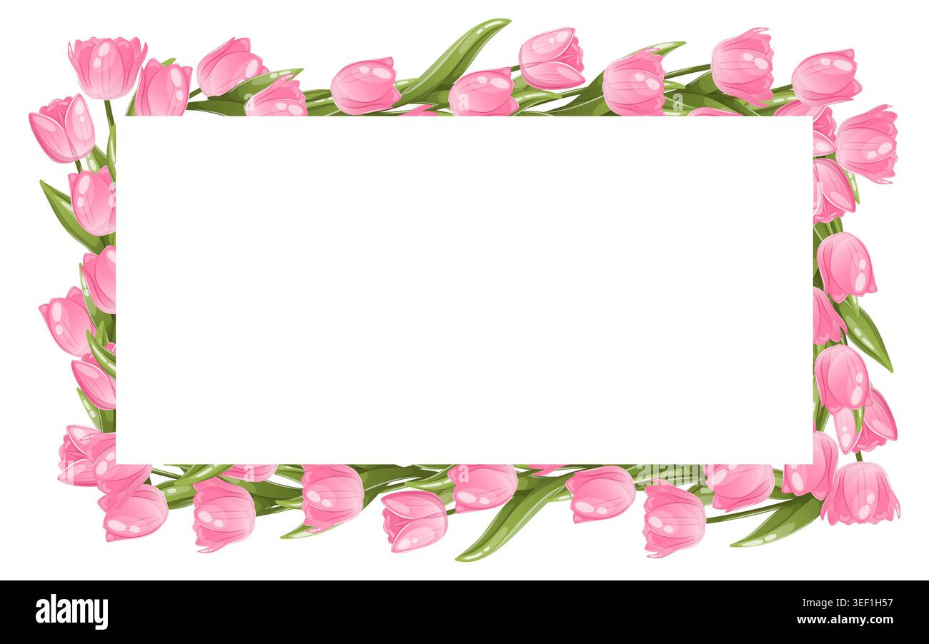 A rectangular arrangement of pink tulips Stock Vector