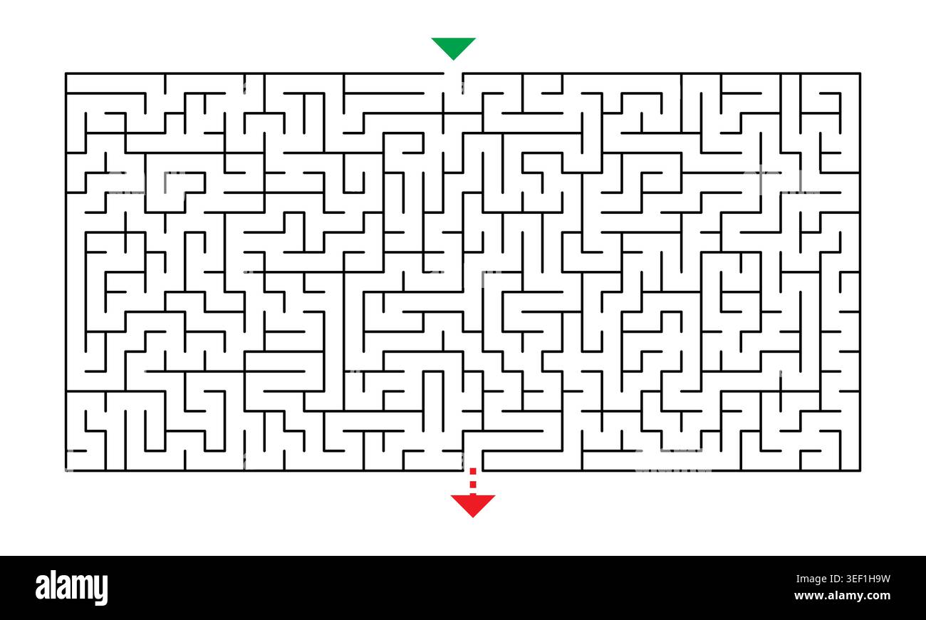 Minimalist Rectangular Maze Puzzle Vector Stock Vector
