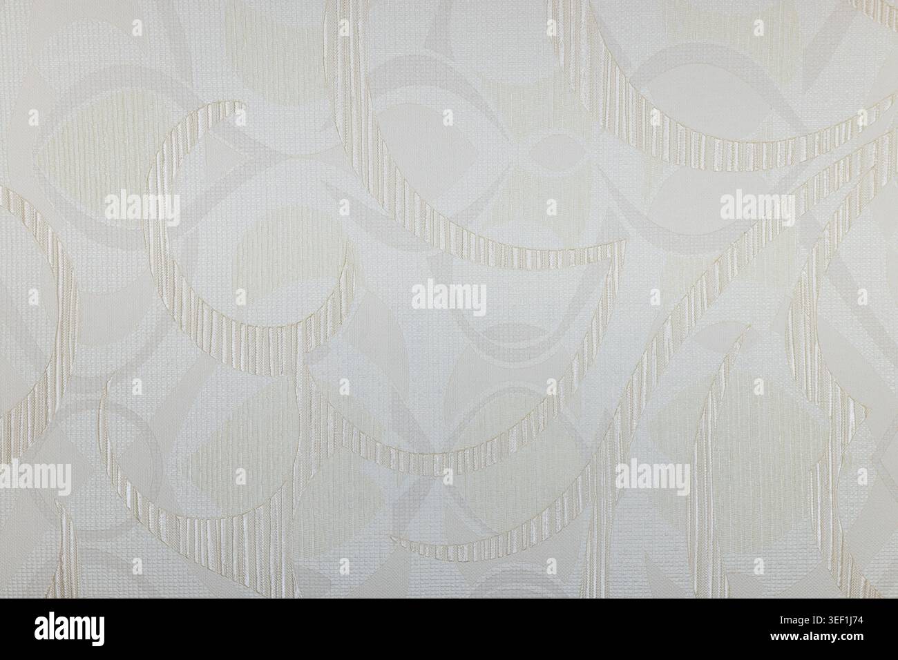 Subtle white tapestry background with delicate circular patterns Stock Photo