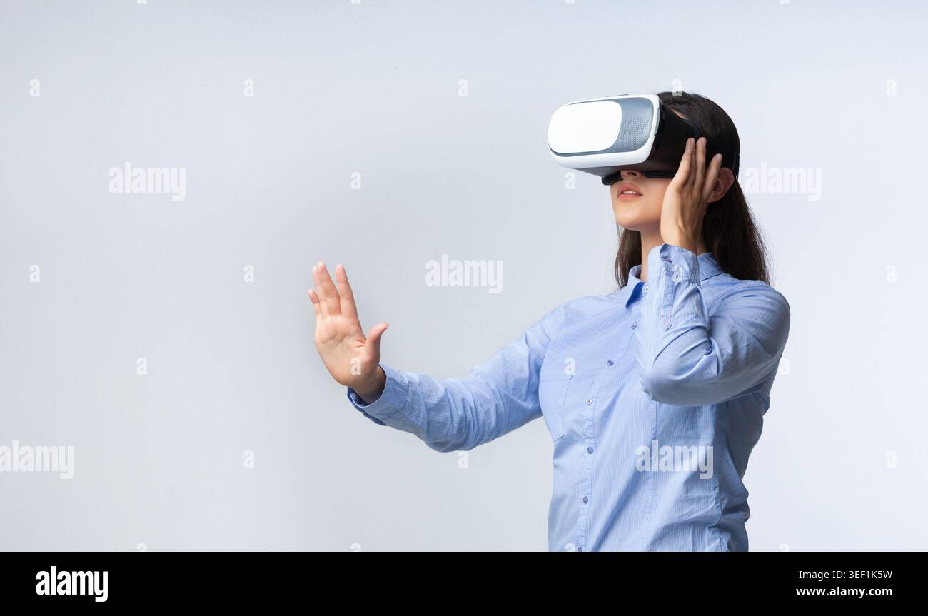 Engaging Virtual Reality Experience With Headset and Immersive Technology Stock Photo